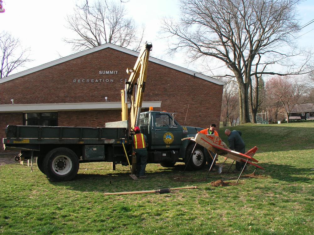 Men working in front of the Recreation Center